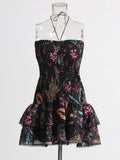 Plataz Holiday Wind 2025 Summer New Breast-Scaring Necked Neck Design Short-Height Bullet Short Dress
