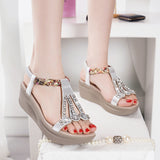 Plataz And Water Drill Sandals Women Wear In The Summer 2025 New Comfortable Loose With Flat Bottom Fashion Large Size Women's Shoes 41 High Quality Shoes