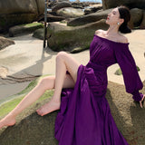 Plataz High-End Feel Shoulder-To-Shoulder Holiday Skirt Women's Summer Sexy Waist A-Shaped Long Skirt Thai Beach Skirt