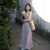 Plataz Dress Women's New Summer Beach Resort Style Loose Design Slings Long Skirt