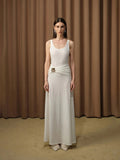 Plataz Party Solid Dress Dress 2025 Summer New Sling Folded Metal Buckle Splicing Dress