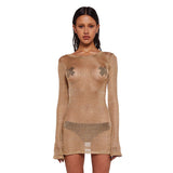 Plataz Women's Spring 2024 New Perspective Sexy Hottie Long-Sleeved Shirt Dress DJPT