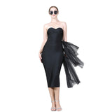 Plataz Banded Dress Summer New Temperament Sex High-Waisted Dinner Dress Brat Mesh Dress