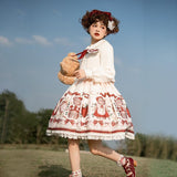 Plataz Design Winter Gift Sling Skirt Elegant Temperament Lolita College Style Two-Piece Set 6320