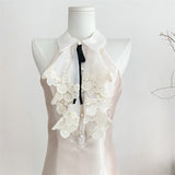 Plataz Luth's Same Thousand Gold Lace Hanging Neck Dress Female Summer Temperament Short Sleeveless Clame Skirt