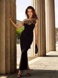 Plataz Three-Dimensional Flower Women's Bandage Evening Dress Skinny Temperament Party Party With Hip Dress