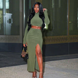 Plataz Autumn 2025 New Trendy Street Truncated Short Sleeve Open Skirt Dress Suit Woman DJPT