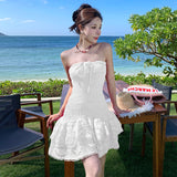 Plataz Holiday Style Bra Dress Embroidered Hem Moistle Short A-Dress Girl