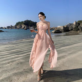 Plataz Photo Wearing Hainan Sanya Resort Beach Skirt Temperament Super Fairy Long Dress Birthday Dress