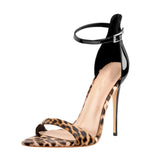 Plataz Summer New Large-Size Sexy Leopard Tip Fine High Heel Lady Sandals Original Single High Quality Shoes