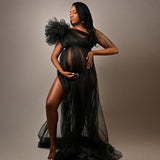 Plataz Take A Picture With A Net Yarn Dress Pregnant Women's Shoulderless Sleeve-Free Dress Halloween Styling Maternity