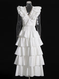 Plataz Vintage Elegant Set Spring 2025 New Laminated Laminated Stacked Stacked Laminated Leafed Dress Woman