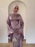 Plataz 2024 New Waist-Skinny Trumpet Sleeve Solid Color Temperament Dress Woman