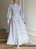 Plataz 2024 Gentle Wind Loose With Broken Flower And Ribbon Dress With Long Sleeve Long Sleeve Dress