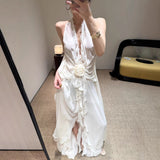 Plataz Oil/8 Colors 2025 Elegant Hanging Neck-Luck Holiday Flowers Unique Special Beach Dress