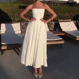Plataz Sexy Women's Summer Wearing A Fish Bone Thoracic Dress Pure Style Hot Girl Repair In The Back Of The Long Dress HZ0628