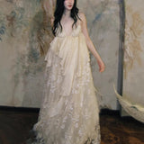 Plataz New V-Neck High-End Sling Dress Retro Niche Dress Wedding Morning Dress