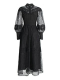 Plataz Vintage Court Dresses Spring 2025 New Embroidered Lace Slim Solid Colored Dresses