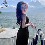 Plataz Design Feeld With The Ribbon Dress Women's Summer Famous Sexy Pure Temperament Sling Skirt