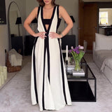 Plataz Women's Summer Sexy V-Neck Wide Shoulder Collsion Casual Dress