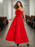 Plataz Women's Dress 2025 Spring New Women's Dress Red Mostly Roses Spliced Bra Long Dress Women