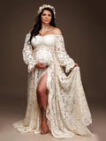Plataz Under The Fork Pregnant Woman Photo Skirt Photo Dress Drag On The Ground Sub-Body Set 1252 Maternity