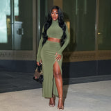 Plataz Autumn 2025 New Trendy Street Truncated Short Sleeve Open Skirt Dress Suit Woman DJPT