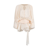 Plataz Dress 2025 Spring And Summer New Loose Long-Sleeved Sexy T-Shirt With Ribbon Dress Woman