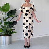 Plataz Fashion Wave Point Sexy Back Horn Sleeve Dress In Summer 2024