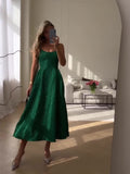 Plataz Slings Press Fresh Dress Femininity Summer Temperament A Word Dress Green