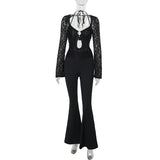 Plataz Autumn 2025 New Women's Clothing Temperament Long-Sleeved Lace-Back Jumpsuit DJPT
