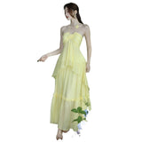 Plataz New Design High-Grade Tea Break French Gentle Wind Seaside Holiday Yellow Hanging Neck Dress