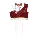 Plataz Red Flame Of The Female Hans Clothing Female Dunhuang Wind Wind Wind Cloak Corset Half Skirt Suit 9073