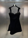 Plataz Wrapped Little Black Dress 2024 Summer Design Feeling Irregular Opening And Open Legs Hanging Skirt Skirt Skirt
