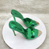 Plataz Fashion Sandals Laser Green 12CM Fine Heel High Heels Walking Shoes High Quality Shoes