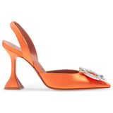 Plataz Orange Sardine Slingbacks High-Heeled Banquet Fashion Singles Tip-Tip And Water Drill Buckle High Quality Shoes