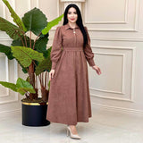 Plataz 2024 New Elegant Temperament Belt Belt Solid Color Collar Dress