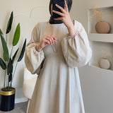 Plataz 2024 New Relaxed Relaxed And Gentle Commuter Solid Colored Long Sleeve Dress