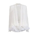 Plataz Famous Party Dress 2025 Summer New Deep V-Neck Long-Sleeved Lotus Leaf Side Solid Color Lace Dress