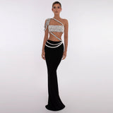 Plataz Summer Sexy Nail Beads Sleeveless Hot Diamond Banding Dress Dress Dress