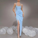 Plataz Temperament Sexy Dress 2025 Summer New Black Diamond Advanced Sensationaled Dresses