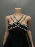 Plataz Hot Temperament Elegant Female Banding Dress Net Yarn Studded Dress High-End Evening Dress