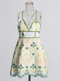 Plataz Women's Dress 2025 Still High-End Embroidery Print Sexy Slings Hollow Summer Bottoming Dress