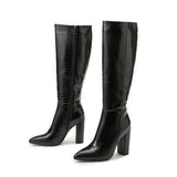 Plataz Large-Size High-Heeling Fashion Boots Stone Zips On The Side Of The Zippers Comfortable Coarse And Solid Female Boots High Quality Shoes