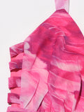 Plataz Elegant Style Dress 2025 New High-End Hanging Neck Ribbon V-Neck Print Inside The Dress