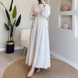 Plataz Women's Autumn 2024 Muslim Round Lantern Sleeve Elegant And Comfortable Dress