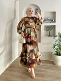 Plataz 2025 New Fashion Temperament Long-Sleeved Round Collar Loose Design Dress Dress Dress Dress Woman