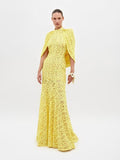 Plataz Ladies 2025 Spring Party Collar Shawl Stylish Elegant Yellow Lace Dress Dress Dress Dress Dress