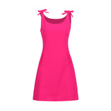Plataz A Skirt 2025 Summer New Small Fragrant Wind U-Neck Bow Decorated Sexy Sling Dress