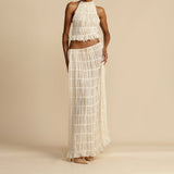 Plataz Design Folding Top Sexy Back Hanging Neck Sling Skirt Two Sets HZ0628